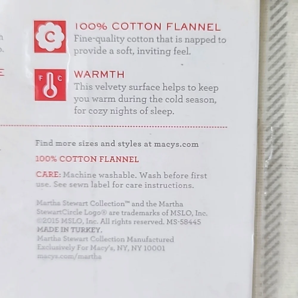 7/10 Martha Stewart Twill Stripe Flannel Sheet Set TWIN